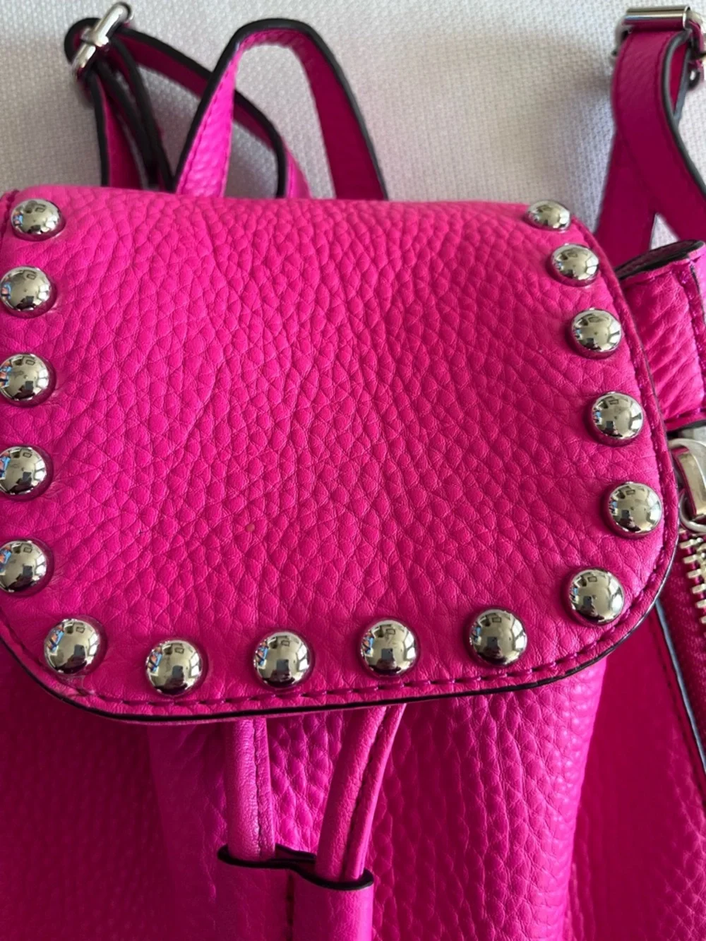 Rebecca Minkoff Flamingo Studded Julian Drawstring Leather Mini Backpack - Picture 3 of 9